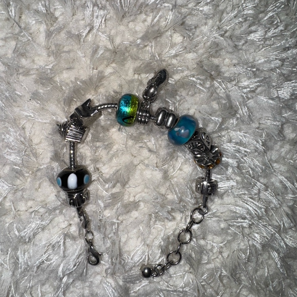 Original Pandora Silver Charm Bracelet with 11 Charms
